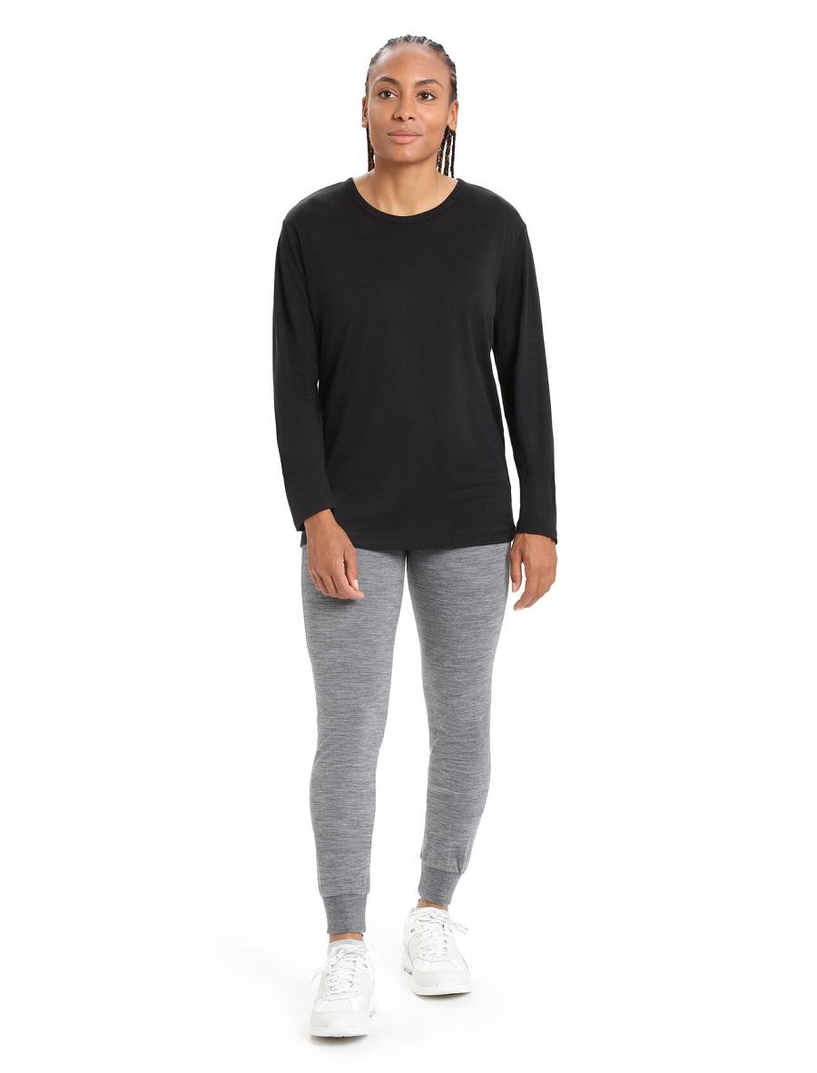 Black Icebreaker Merino Granary T-Shirt Women's Long Sleeve | AU 1639GSOL